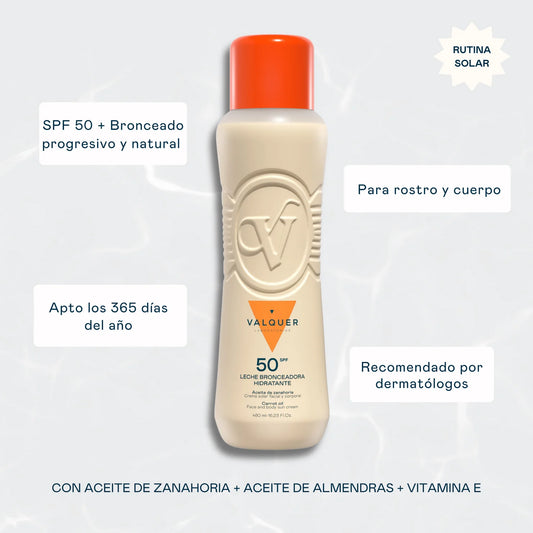 Leche Hidratante Bronceadora de Zanahorias Facial y Corporal SPF 50 – 480 ml