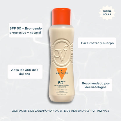 Leche Hidratante Bronceadora de Zanahorias Facial y Corporal SPF 50 – 480 ml