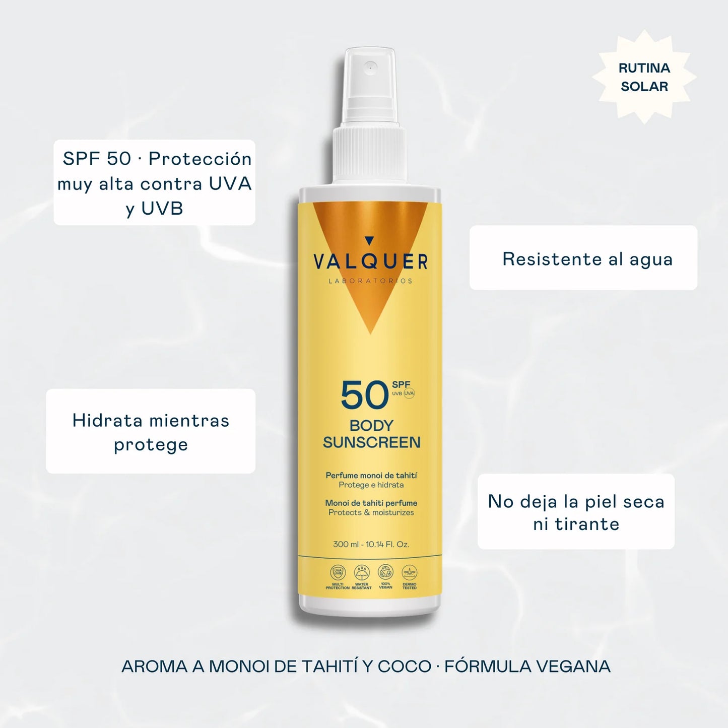 Protector Solar Corporal SPF 50 - Alta Protección e Hidratación - 300 ml